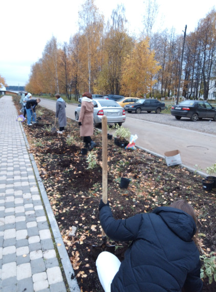 Субботник по посадке кустарников и цветов. Субботник по посадке кустарников и цветов.